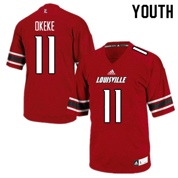 Youth #11 Nick Okeke Louisville Cardinals College Football Jerseys Sale-Red - Click Image to Close